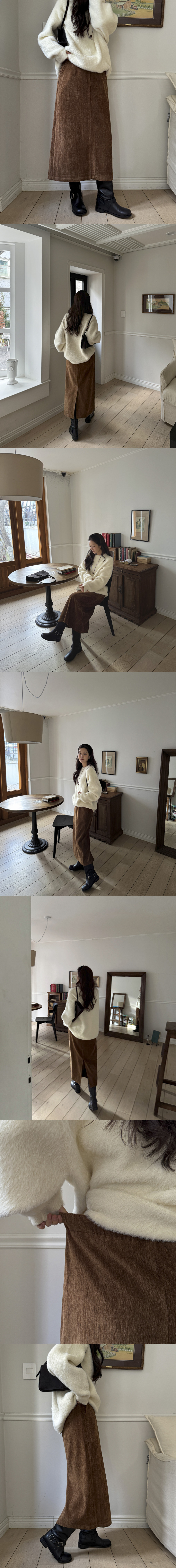 正韓 天鵝絨 絲絨A字裙 長裙【B23348】韓國代購