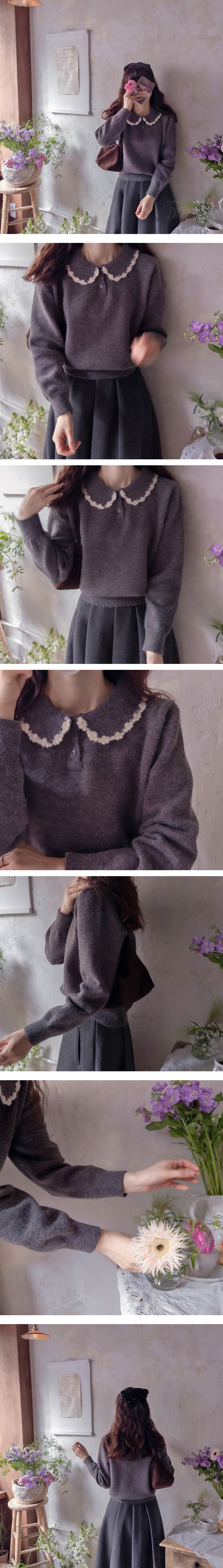  正韓 波浪配色領針織上衣【B23343】韓國代購