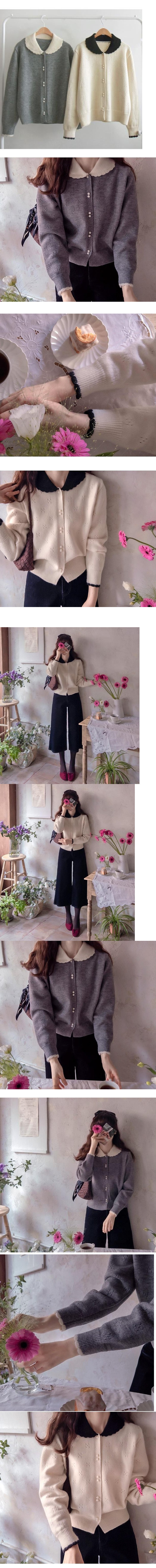 Forever Kids 正韓 配色波浪領可愛圓扣 針織外套上衣【B621323】韓國代購