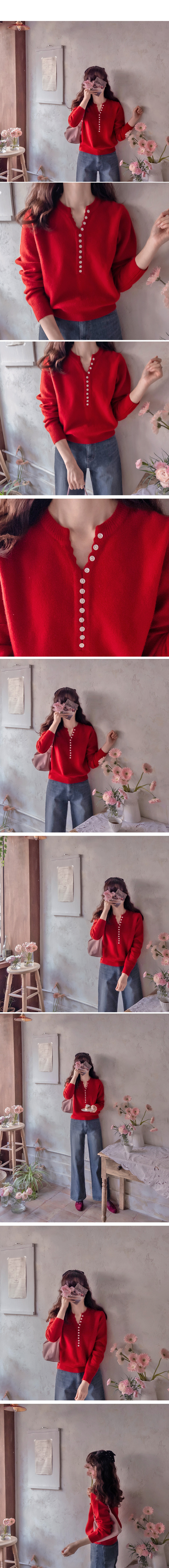 正韓 柔軟彈性細羊毛波浪V領針織上衣【C623425】韓國代購