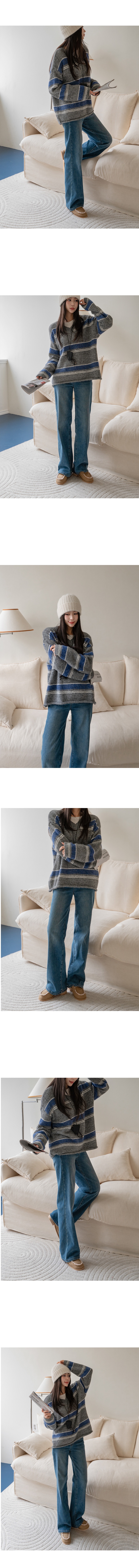 正韓 舒適毛絨V領寬鬆落肩 羊毛針織長版上衣【A7201】韓國代購