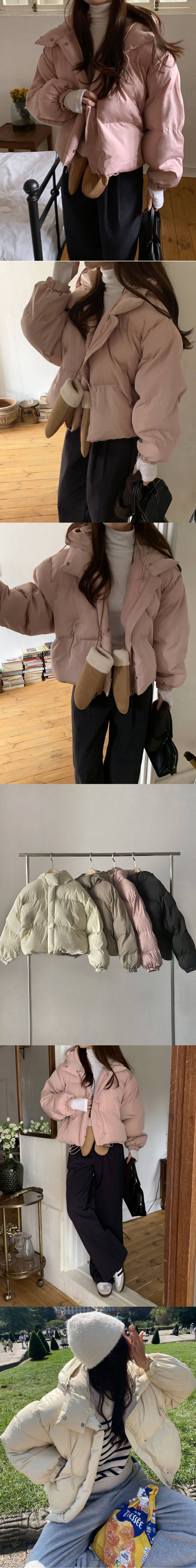  正韓 保暖連帽澎澎可愛半短 下抽繩羽絨棉外套【A7205】韓國代購