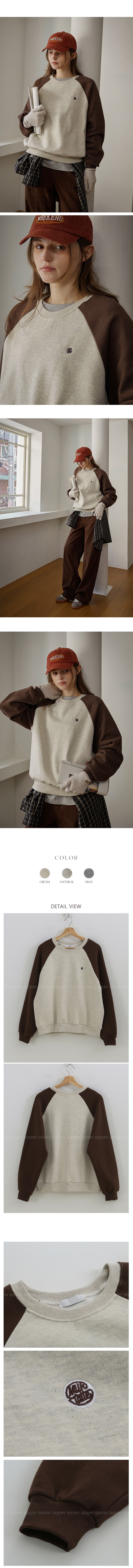 正韓 配色雙色插肩內刷毛 純棉T上衣【SA72247】韓國代購