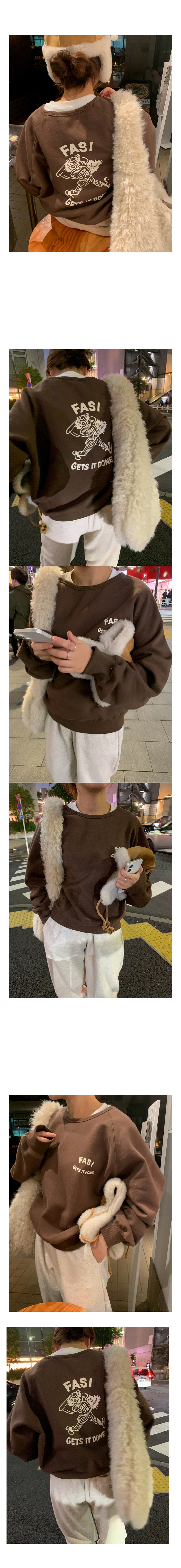  正韓 隨性有型 背印花刷毛螺紋收邊衛衣T【SA72249】韓國代購