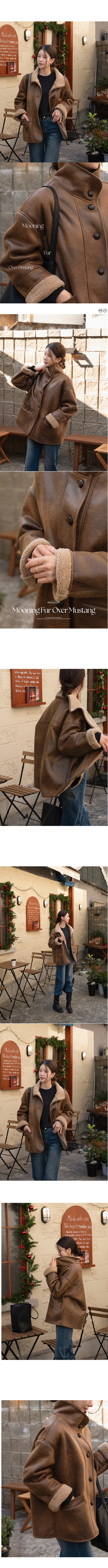 正韓 復古立領 及臀半長版口袋內毛絨外套【A72251】韓國代購