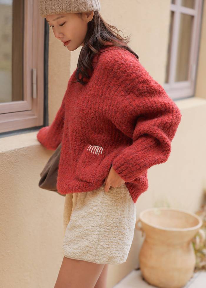  正韓 質感厚實口袋設計縫線針織上衣【C72272】韓國代購