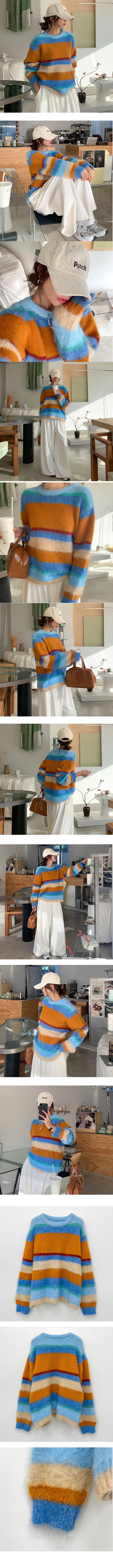 正韓 柔軟親膚彩色條紋針織上衣【B72325】