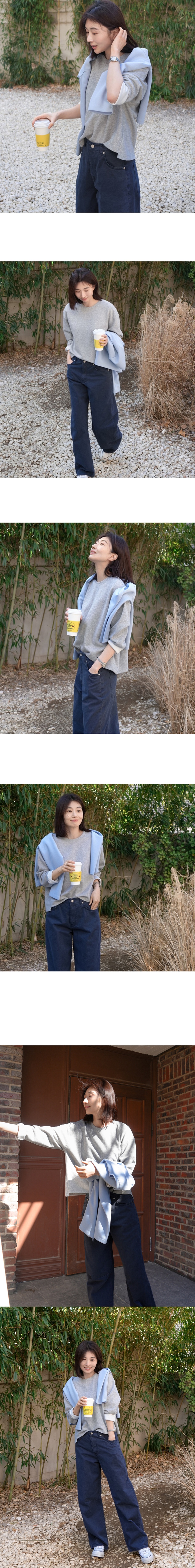 正韓 推薦~簡約好看版型 背微打褶 不對稱下擺開岔純色T 上衣【V74248】