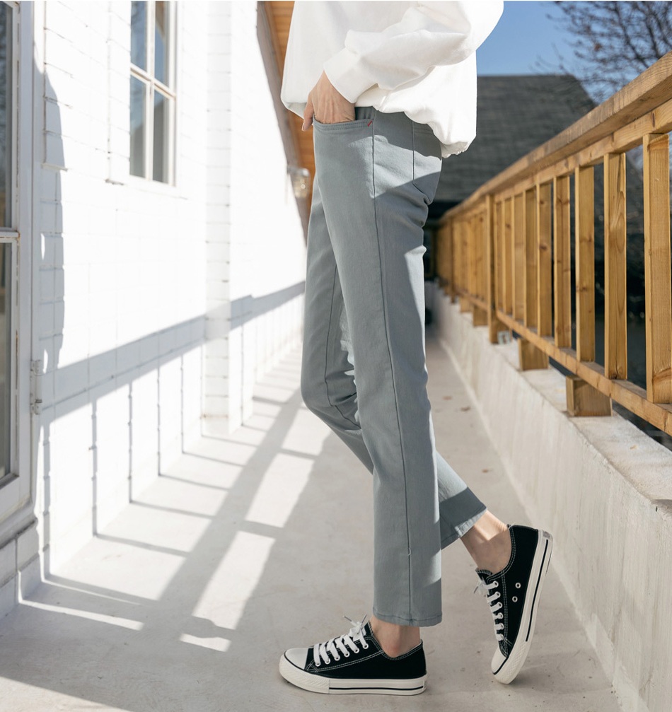 正韓 韓國熱銷款~鬆緊腰舒適彈性直筒褲【Y74201】韓國代購