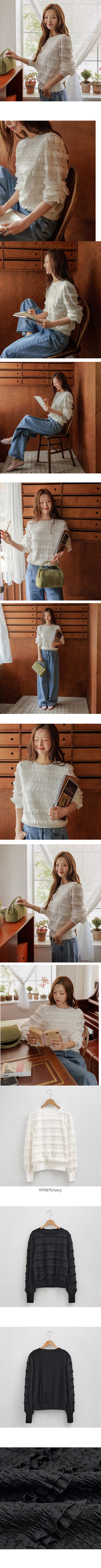 正韓  拼接背鏤空彈性荷葉上衣【A74375】 