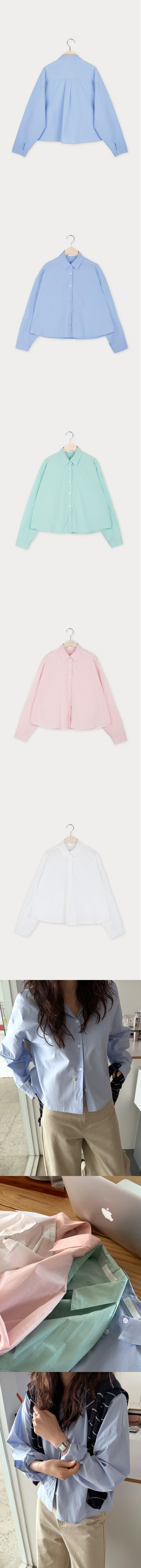  正韓 好美顏色棉半短純色素襯衫【C74381】韓國代購