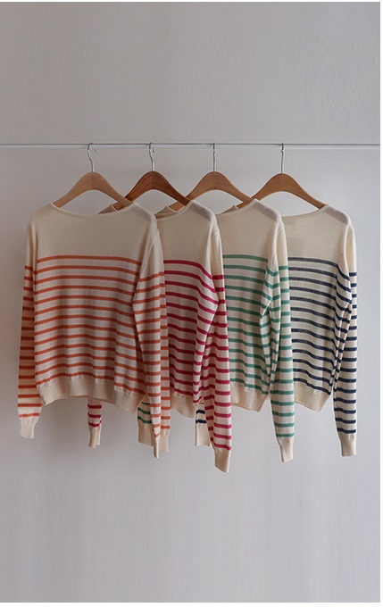 正韓  經典條紋配色 針織上衣【B74387】
