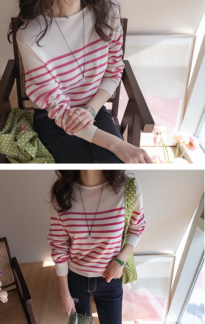 正韓  經典條紋配色 針織上衣【B74387】