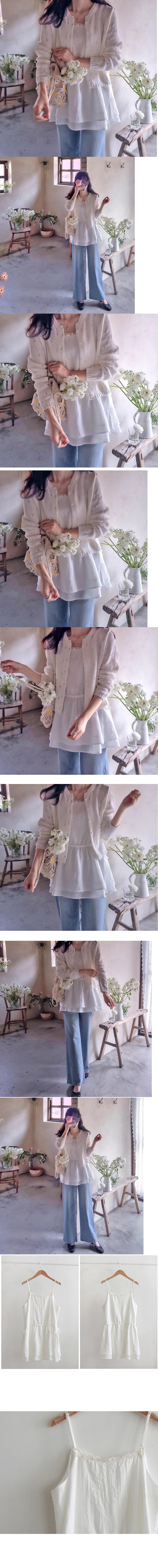  正韓 迷你蕾絲可調式肩帶無袖上衣 背心【B74389】 