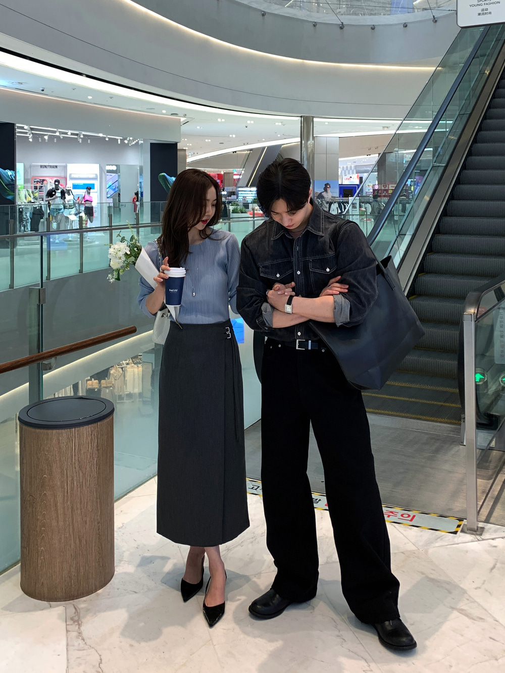  正韓 柔和直線修身皺褶感上衣T【C74412】韓國代購