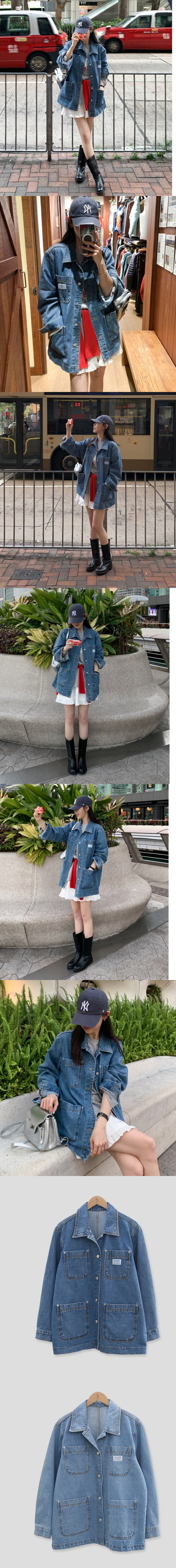 正韓 復古水洗長版牛仔襯衫外套【D75905】】韓國代購