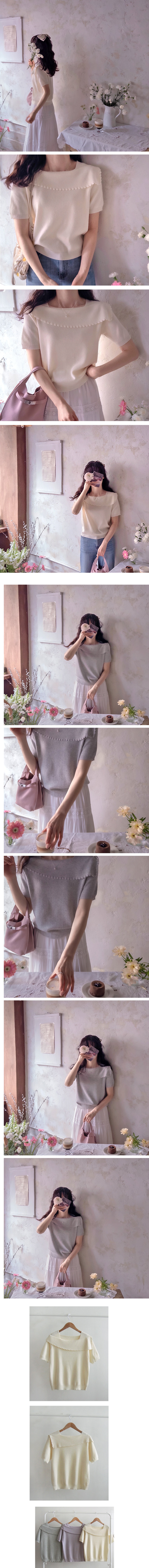 正韓 可愛斜紋波浪領柔軟彈性針織衫【E75263】 韓國代購