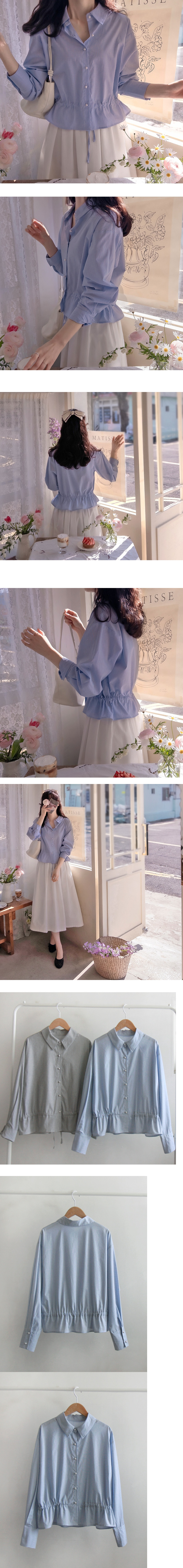  正韓 質感經典格紋可調式 縮腰襯衫【E75267】