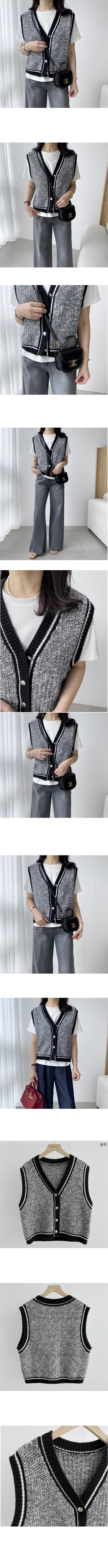  正韓  V領混色織紋花呢背心【A75267】 