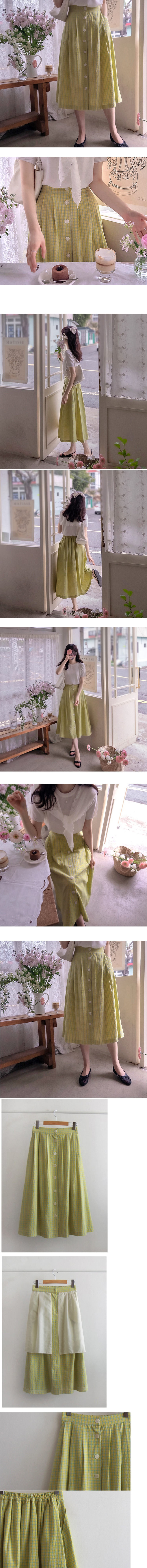  正韓  清新格紋裙後鬆緊腰 長裙【A75269】 