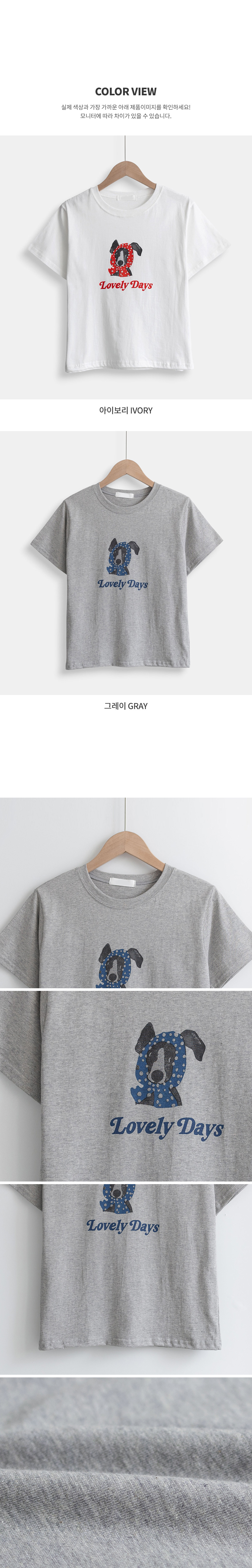 正韓 可愛純棉圍巾狗狗短袖t上衣【R75282】韓國代購