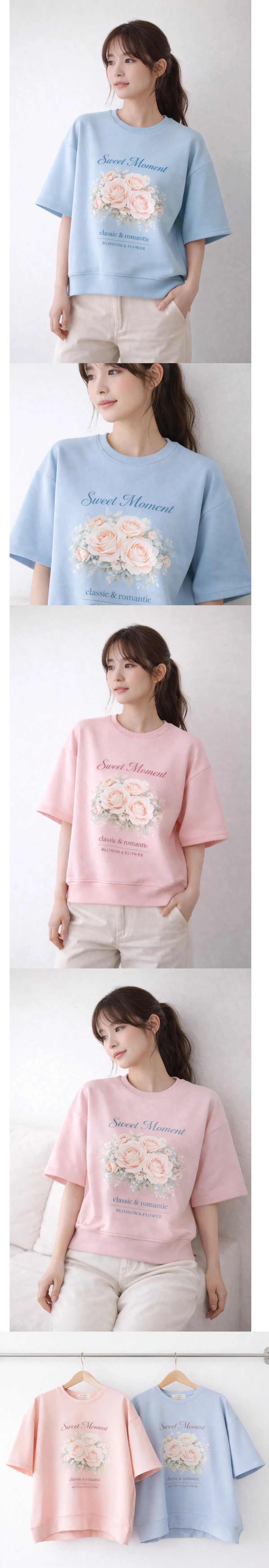  正韓 甜美印花短袖上衣衛衣T【A75328】韓國代購