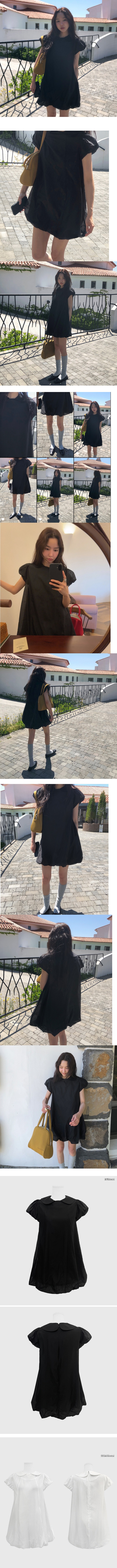 正韓   甜美蓬蓬圓領微蓬袖口小洋裝【A75348】 